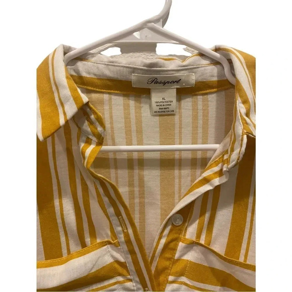 NWOT striped yellow casual shirt dress - cinched waist - Picture 4 of 5